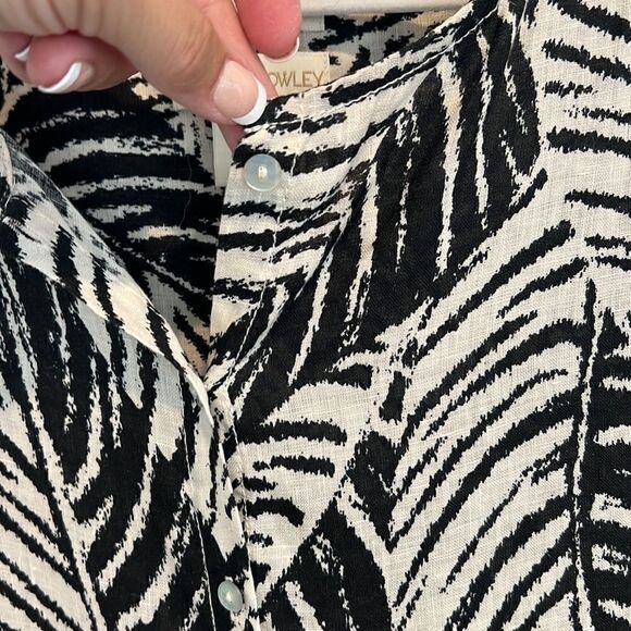 Cynthia Rowley 100% Linen Black & white Zebra animal print tunic blouse women 3X - Picture 15 of 15